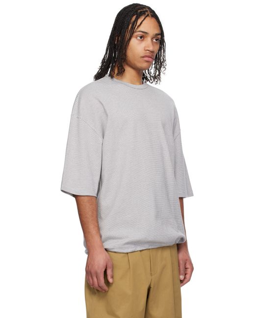 メンズ Comme des Garçons ホワイト＆グレー ボーダー Tシャツ Gray
