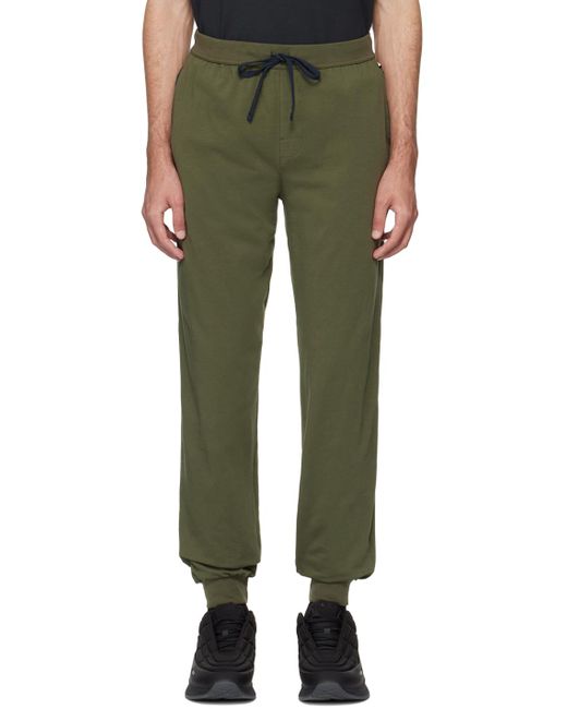 Boss Green Khaki Embroidered Sweatpants for men