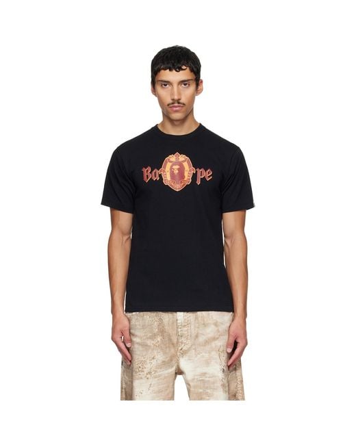 A Bathing Ape Black Old English Logo T-Shirt for men