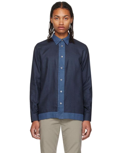 PS by Paul Smith Blue Navy Polka Dot Shirt for men