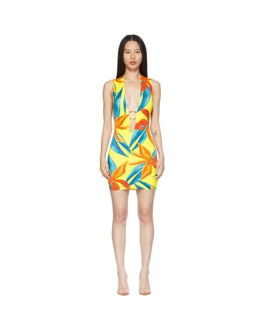 Louisa Ballou Multicolor Ssense Exclusive Yellow & Orange Sleeveless Ring Dress
