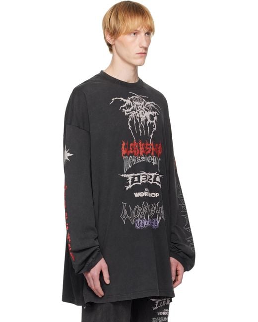 032c Black Telepresence Oversized Longsleeve T-Shirt for men