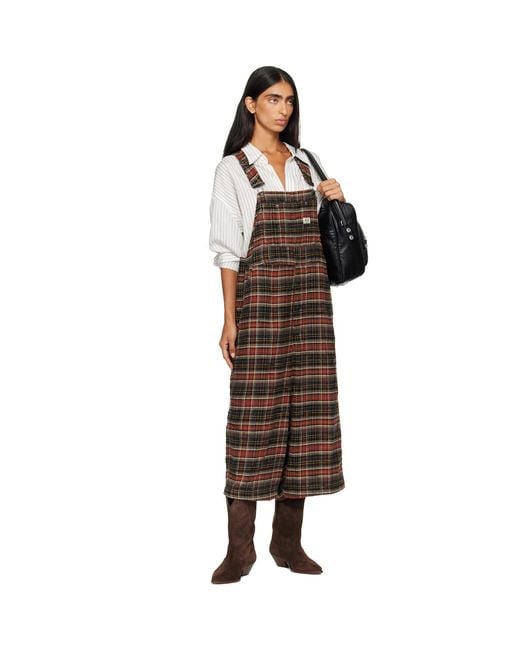 R13 Brown Burgundy Jumbo Overalls