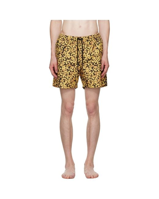 Dries Van Noten Yellow Printed Swim Shorts for men