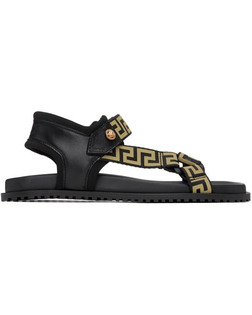 Versace Greca-pattern open-toe slides - Black