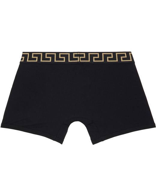 Versace Black Two-Pack Greca Border Long Boxer Briefs for men