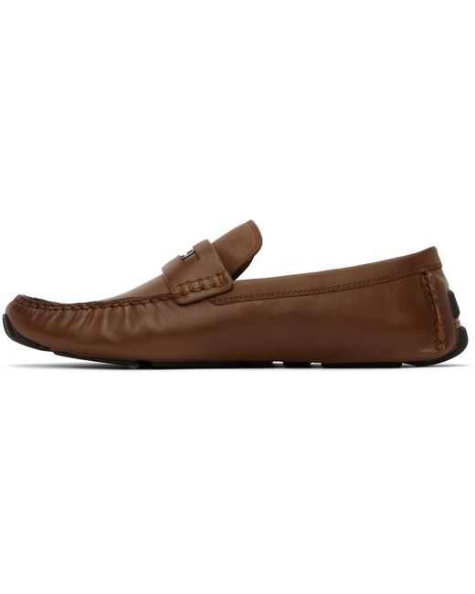 COACH Black Brown Signature Coin Driver Loafers for men