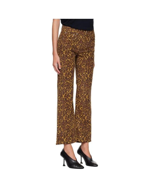 R13 Brown Joan Cropped Flare Jeans