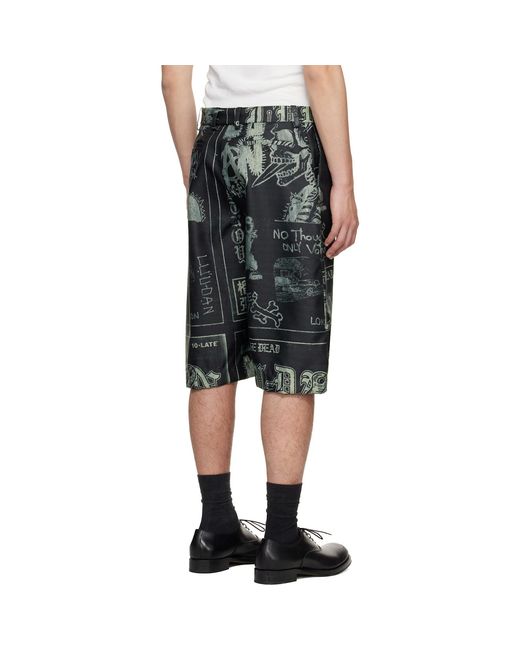 Lu'u Dan Black Wide Leg Shorts for men