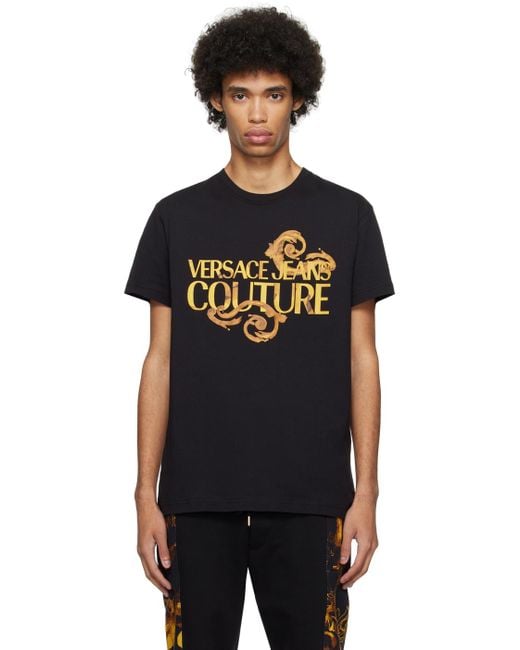 メンズ Versace Watercolor Couture Tシャツ Black