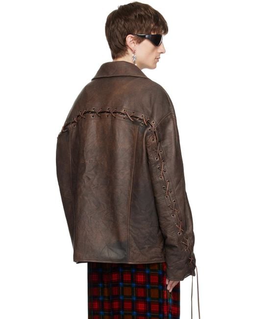 Acne Brown Laced Leather Jacket for men