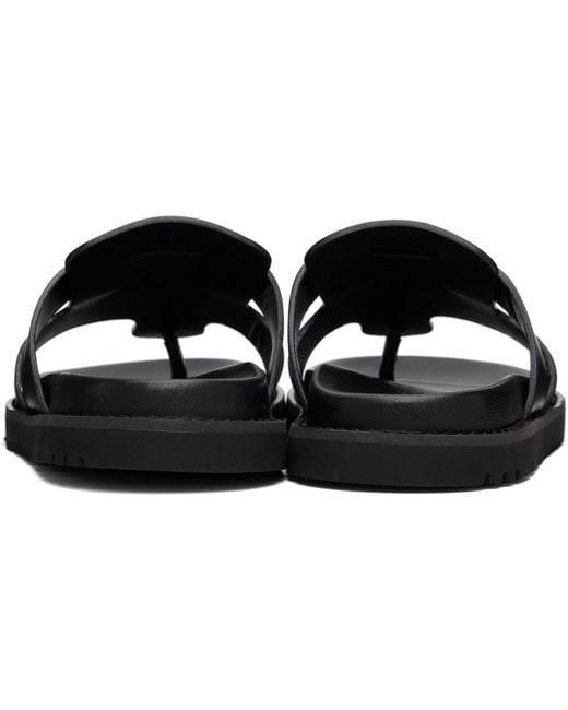 Versace Black Leather Sandals for men