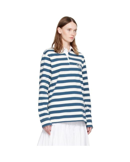 Burberry Blue Knight Stamp Cotton Rugby Polo