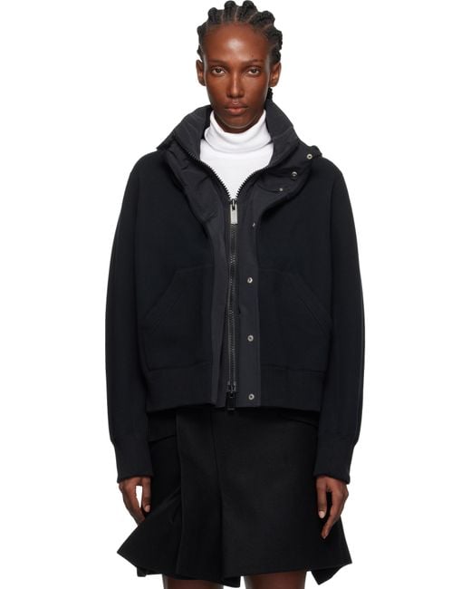 Sacai ブラック Sponge Sweat X Grosgrain フーディ Black
