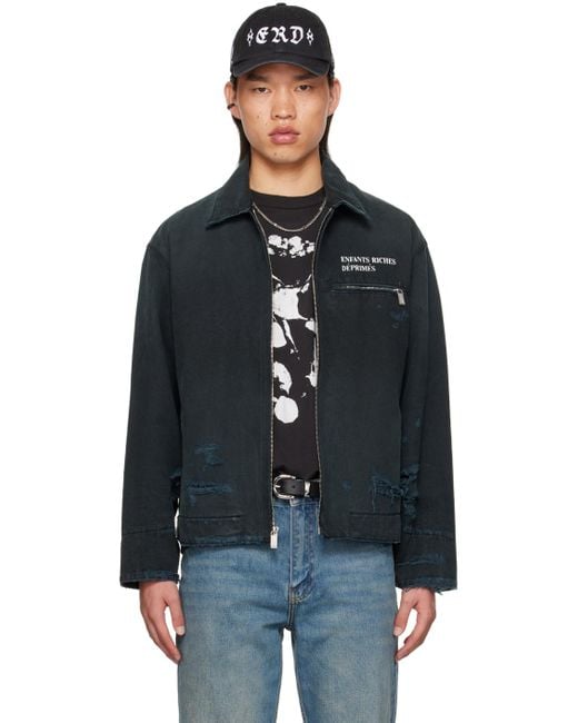 Enfants Riches Deprimes Black Distressed Jacket for men