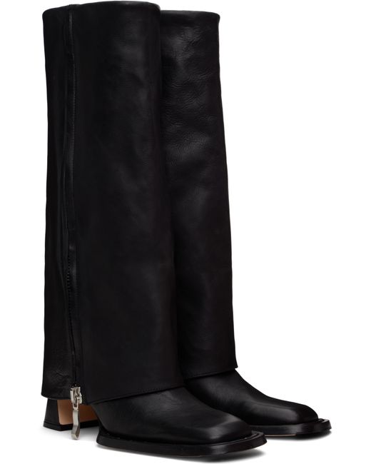 Miista Black Bellamy Fold Over Tall Boots