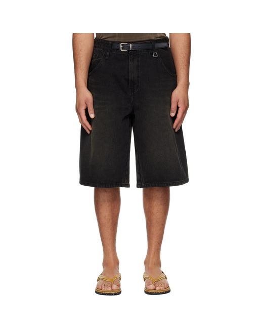 Wooyoungmi Black Belted Denim Shorts for men