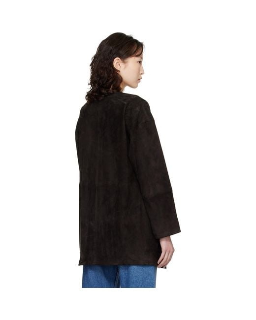 Loulou de Saison Black Waren Oval Suede Coat