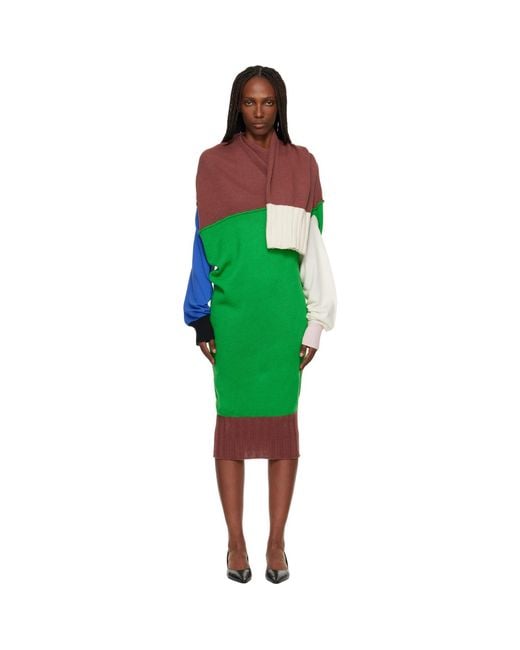 Issey Miyake Green November Sleeves Collection Midi Dress