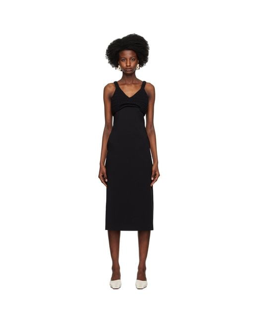 RECTO. Black Chunky Bra Top Patch Midi Dress