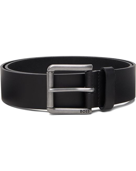 Boss Black Roller-Buckle Leather Belt for men