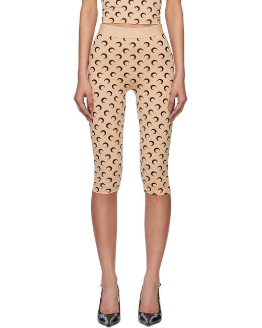 MARINE SERRE Multicolor Ssense Exclusive Tan Recycled Moon Jersey Capri Leggings
