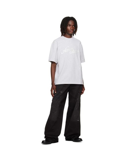 Acne Black Paint Splatter Drawstring Trousers for men