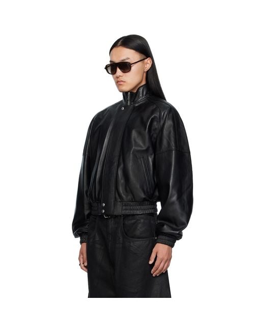 Lu'u Dan Black Blouson Leather Jacket for men