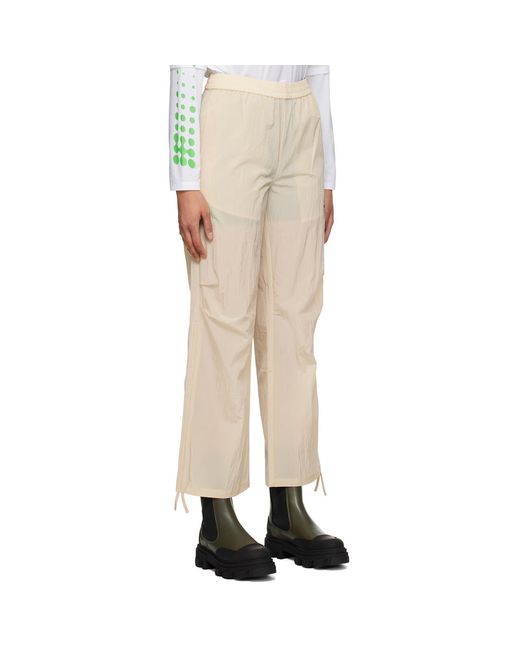 Ganni Natural Beige Light Tech Drawstring Pants