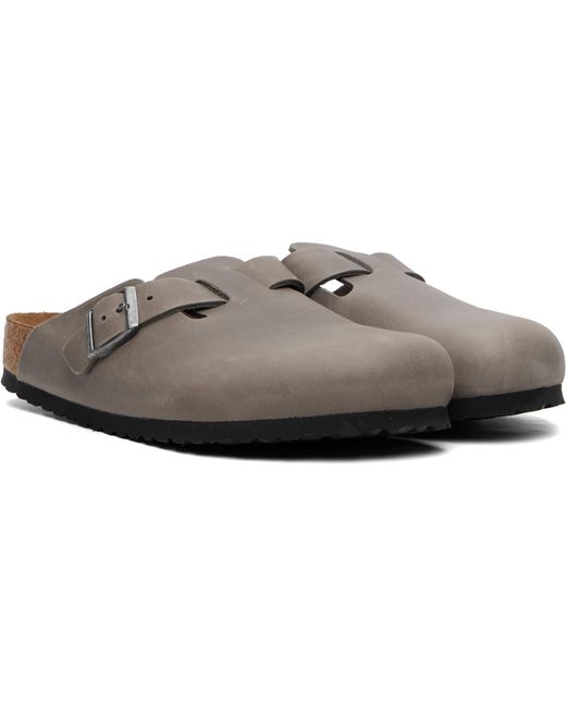 Birkenstock Brown Regular Boston Soft Footbed Oiled Leather Loafers for men