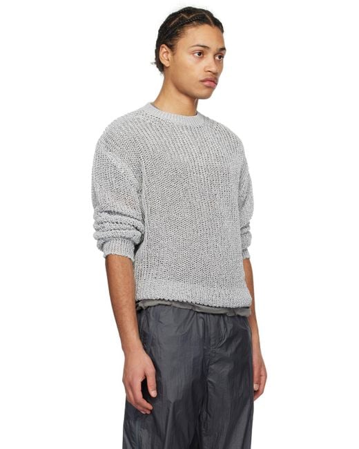 Amomento Gray Netted Sweater for men