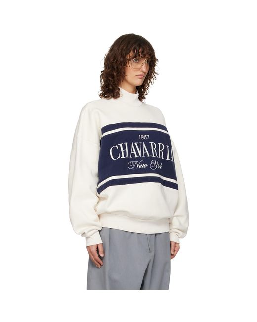 Willy Chavarria Blue Off- 'Chavarria' Stripe Gilroy Sweatshirt