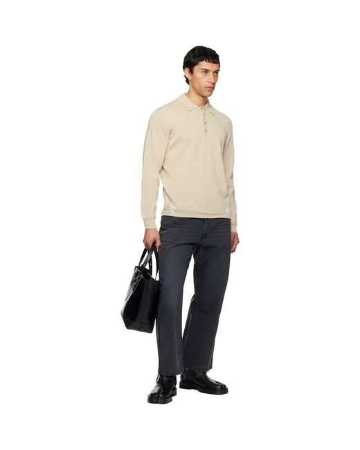 Maison Margiela Black Off Patchwork Knit Polo for men
