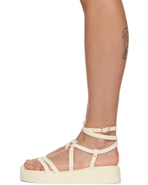 Ancient Greek Sandals Brown Off-white Aristea Sandals
