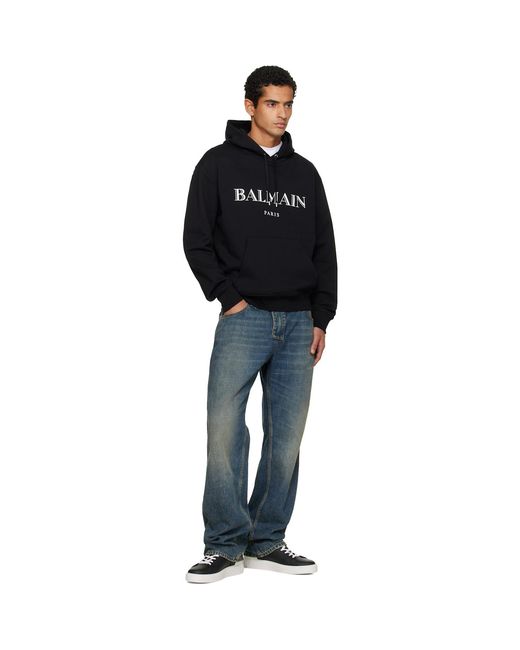 Balmain Black '' Printed Hoodie for men