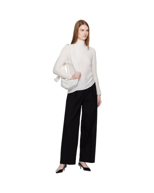 Issey Miyake White Off- Linear Knit 58 Bag