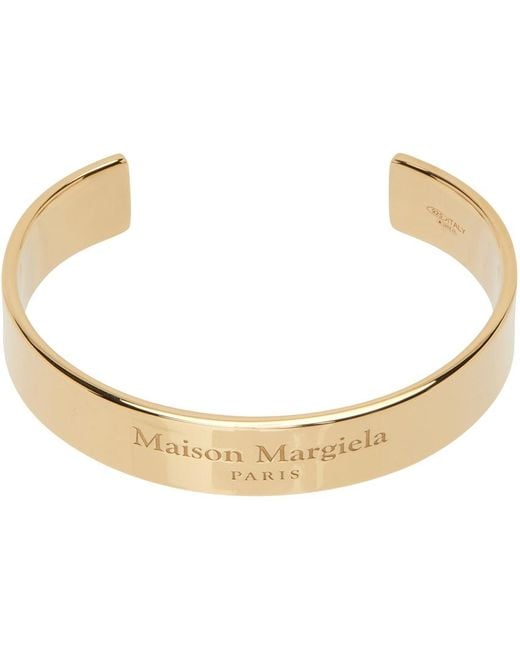 Maison Margiela Black Gold Engraved Cuff Bracelet for men