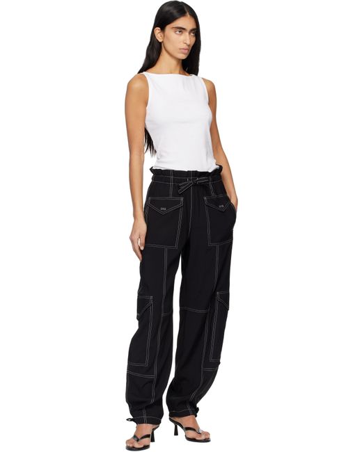 Ganni Black Light Slub Pocket Trousers