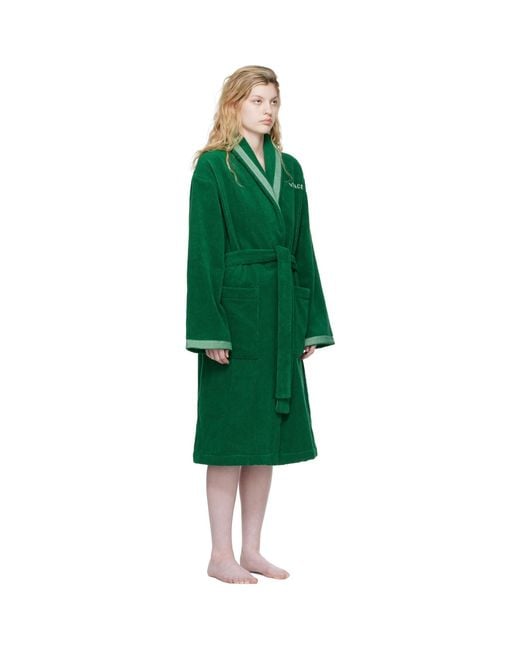 Versace Green Cotton-Terry Jacquard Bathrobe