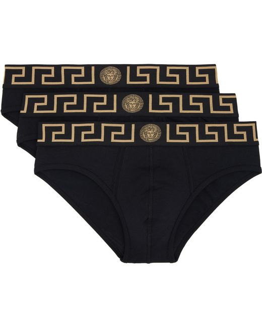 Versace Black Three-Pack Jersey Briefs for men