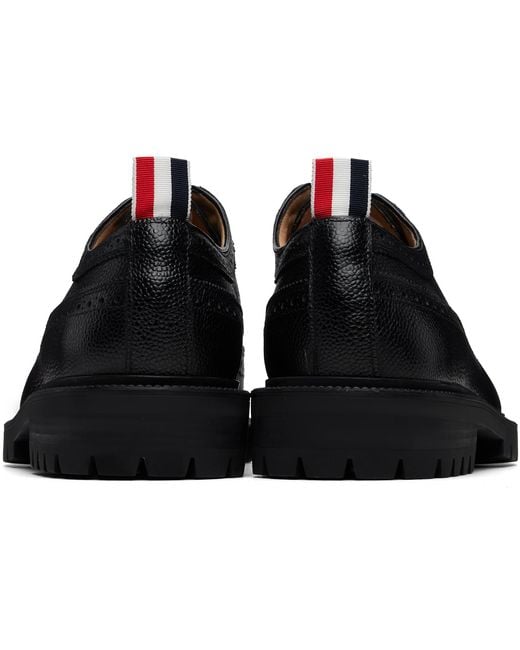Thom Browne Black Pebble Grain Leather Longwing Brogues for men