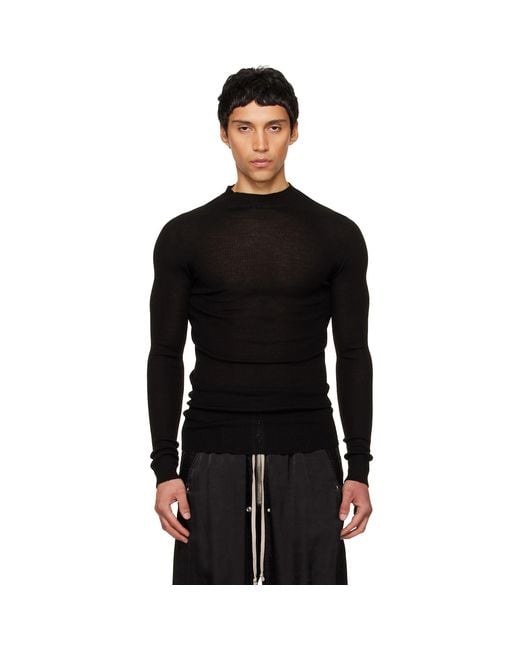 Rick Owens Black Temple Ribbed Tabard Turtleneck for men