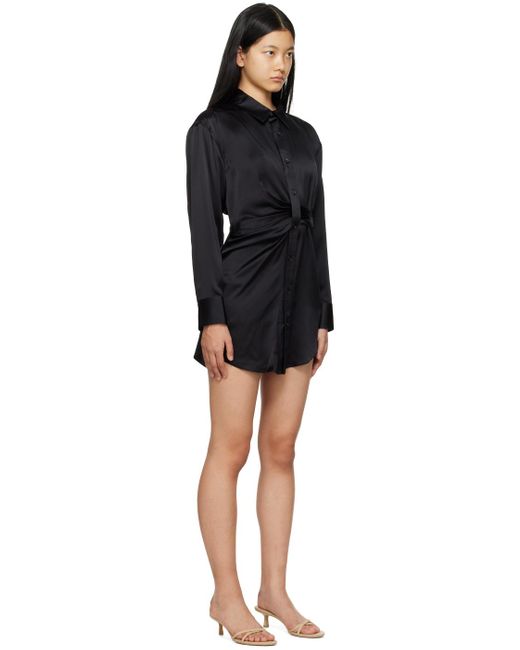 T By Alexander Wang Black Draped Minidress