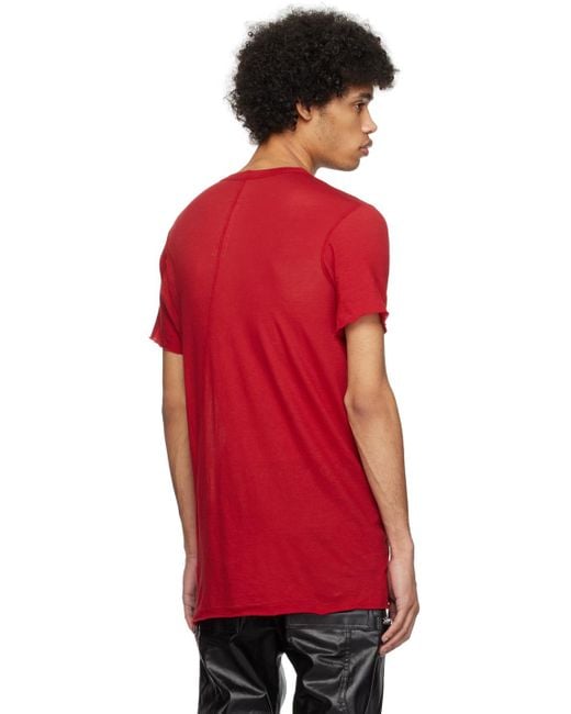 メンズ Rick Owens レッド Basic Tシャツ Red