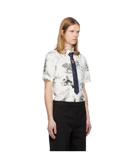 Thom Browne Black Off- Poplin Hector Toile Short Sleeve Shirt for men