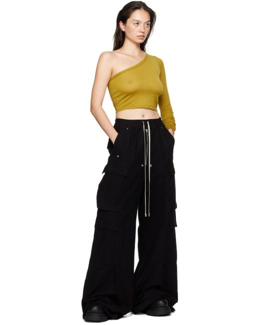 Rick Owens Black Porterville Double Cargo Organic Flannel Trousers