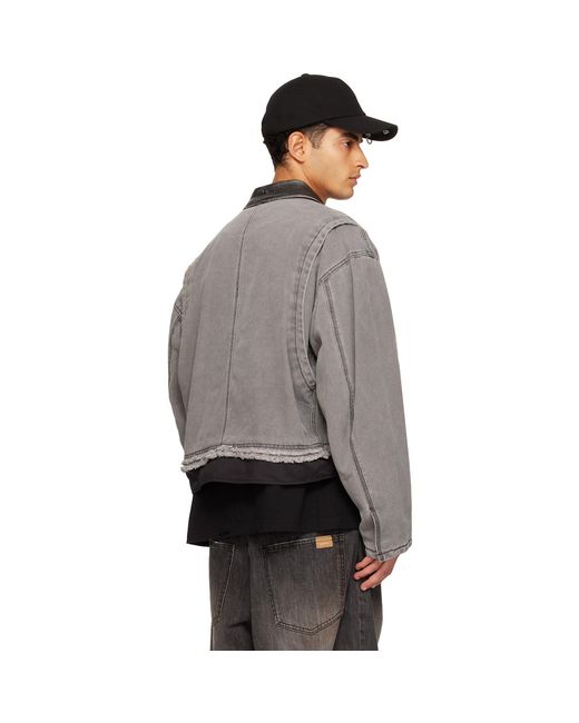 we11done Gray Cut-Out Work Jacket for men