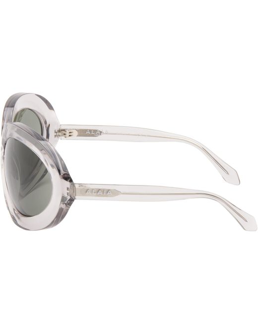 Alaïa Gray Round Wraparound Sunglasses