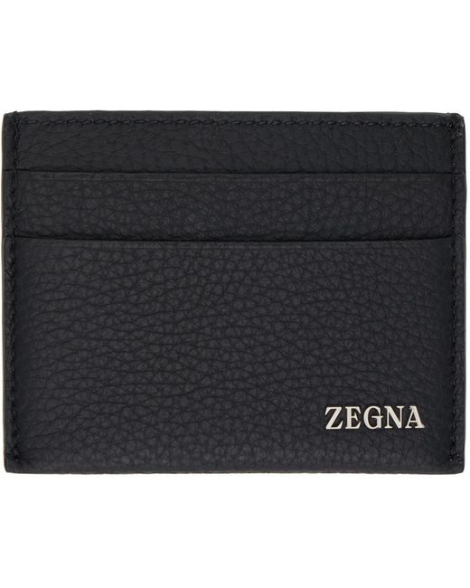Zegna Black Leather Card Holder for men