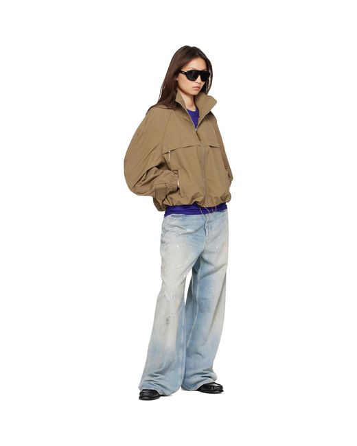 Acne Multicolor Tan Nylon Logo Jacket